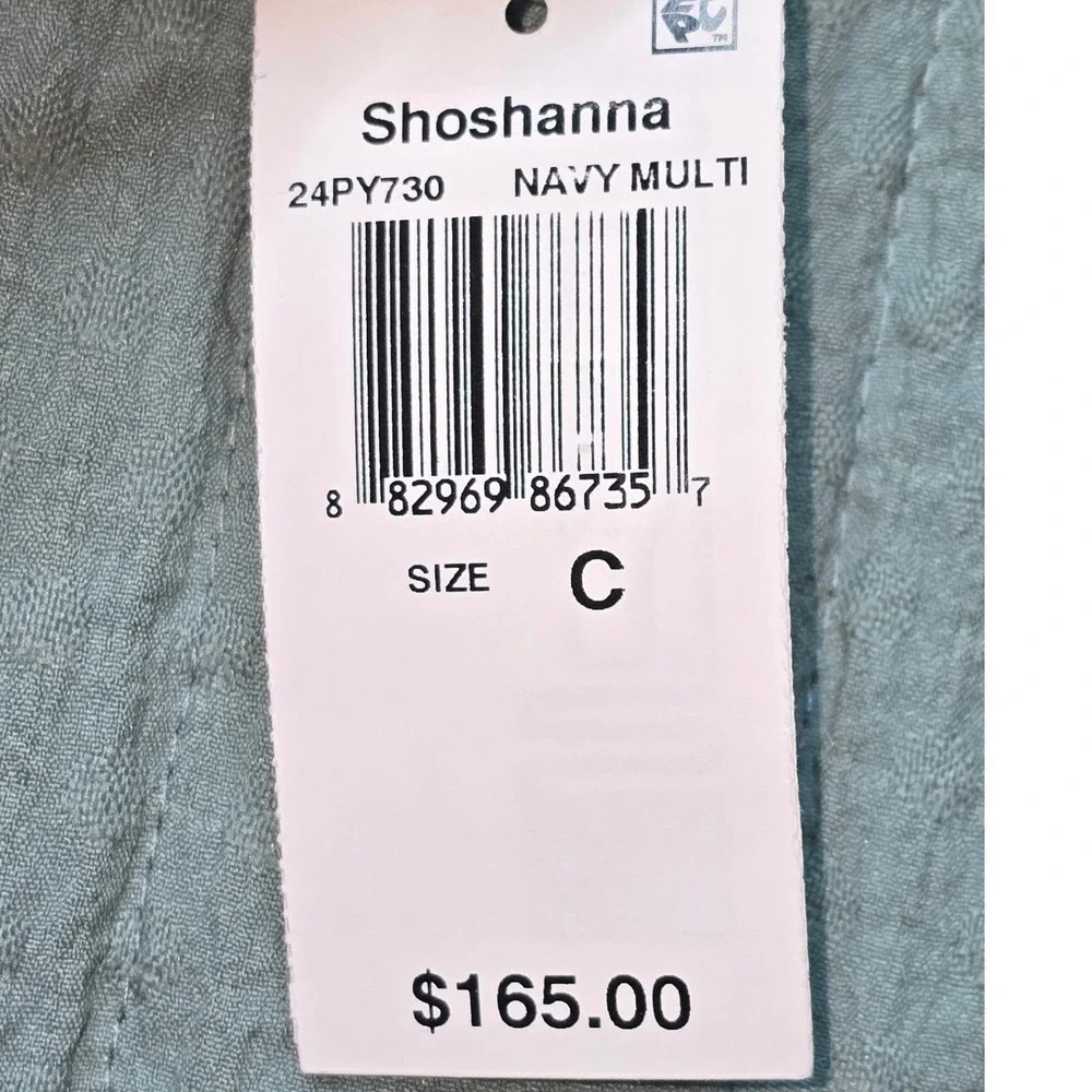NWT Shoshanna Bikini Top Navy Multi‎ Floral Ring Triangle Halter Womens Size C